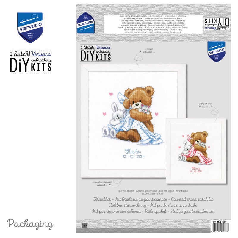 Vervaco Counted Cross Stitch Kit Bear with a Blanket PN-0011901 - Image 3