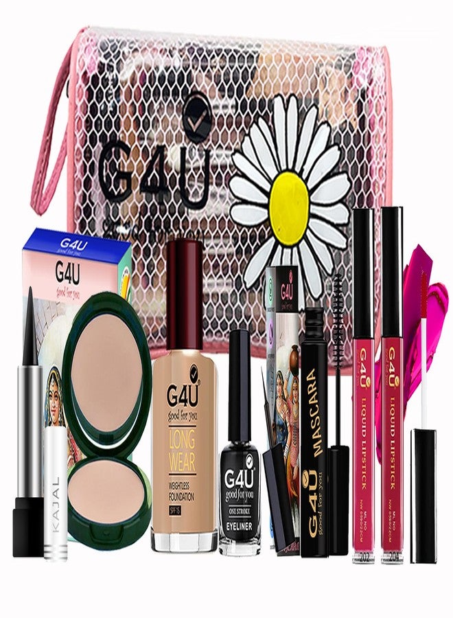 G4U All in One Makeup Kit With Pouch Gift Set for Women & Girls, Basic Cosmetics Kit for Beginner & Professionals Pack of 8 Pcs A23012077 - Image 2
