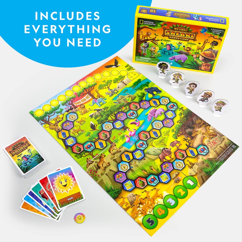 Blue Marble NATIONAL GEOGRAPHIC My First Safari Board Game for Kids 4-6 Animal Game for Adults, Cooperative Fun Perfect for Family Game Night, Board Games for Family Night - Image 5