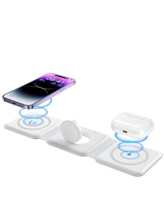 3 in 1 Wireless Charger, Foldable Magnetic Charging Dock for iPhone 13/12/11 Pro Max/X/XS Max/8/8 Plus, AirPods 3/2/Pro, iWatch Series 7/6/5/SE/4/3/2, Samsung Phones - Fast, Convenient, Space-Saving, Sleek White Design - pzsku/ZE1DBCD000FF6E62B750CZ/45/_/1739986059/dc35e896-c719-4455-abfc-3f0135f5bf38