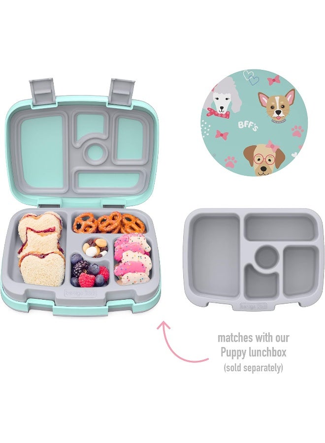 BentgoÂ® Kids Prints Tray with Transparent Cover - Reusable, BPA-Free, 5-Compartment Meal Prep Container with Built-In Portion Control for Healthy Meals At Home & On the Go (Puppy Love) - Image 2