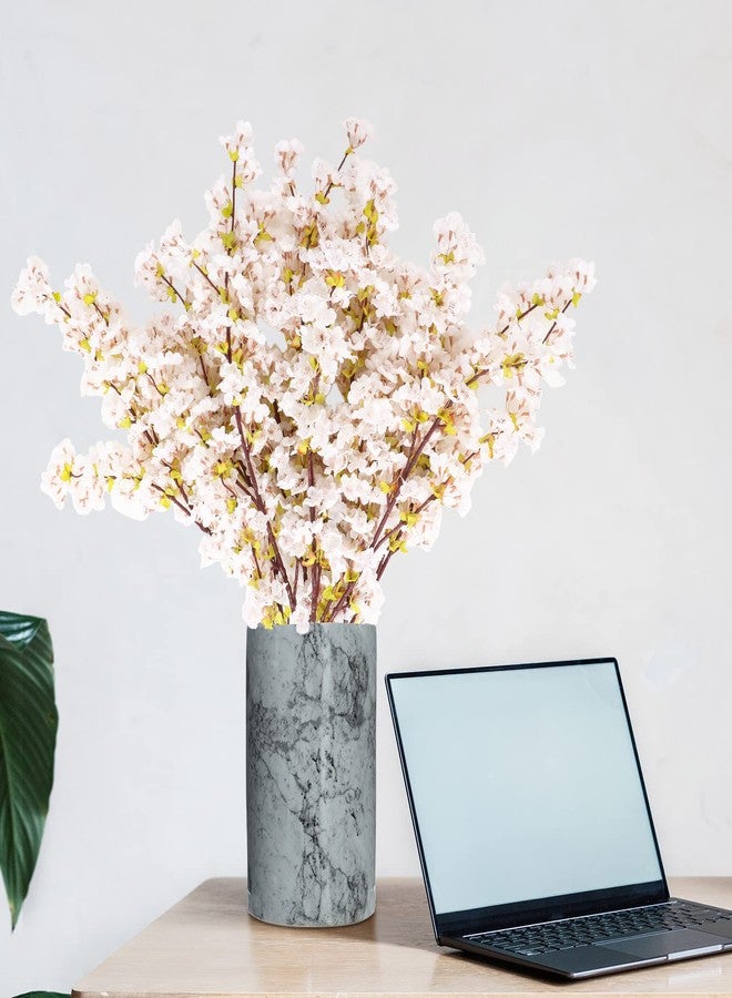 Giegxin 8 Pcs Silk Cherry Blossom Branches Cherry Blossom Tree Stems Long Stem Artificial Flowers for Tall Vase Flowers for Home Wedding Vase Floral Arrangements (White,39.4") - Image 5