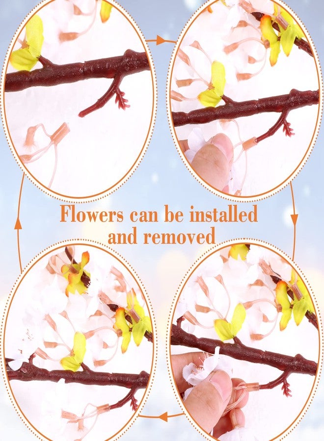 Giegxin 8 Pcs Silk Cherry Blossom Branches Cherry Blossom Tree Stems Long Stem Artificial Flowers for Tall Vase Flowers for Home Wedding Vase Floral Arrangements (White,39.4") - Image 4