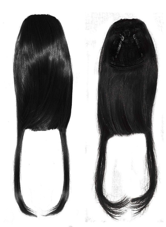 Paradise® Synthetic Front Hair Extensions With Clips Hair Bang Fringe for Women And Girls With Center Cut Natural Black - Image 1