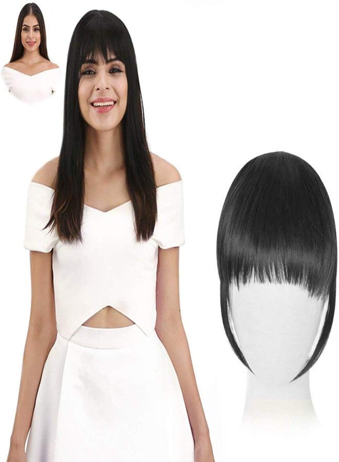 Paradise® Synthetic Front Hair Extensions With Clips Hair Bang Fringe for Women And Girls With Center Cut Natural Black - Image 2