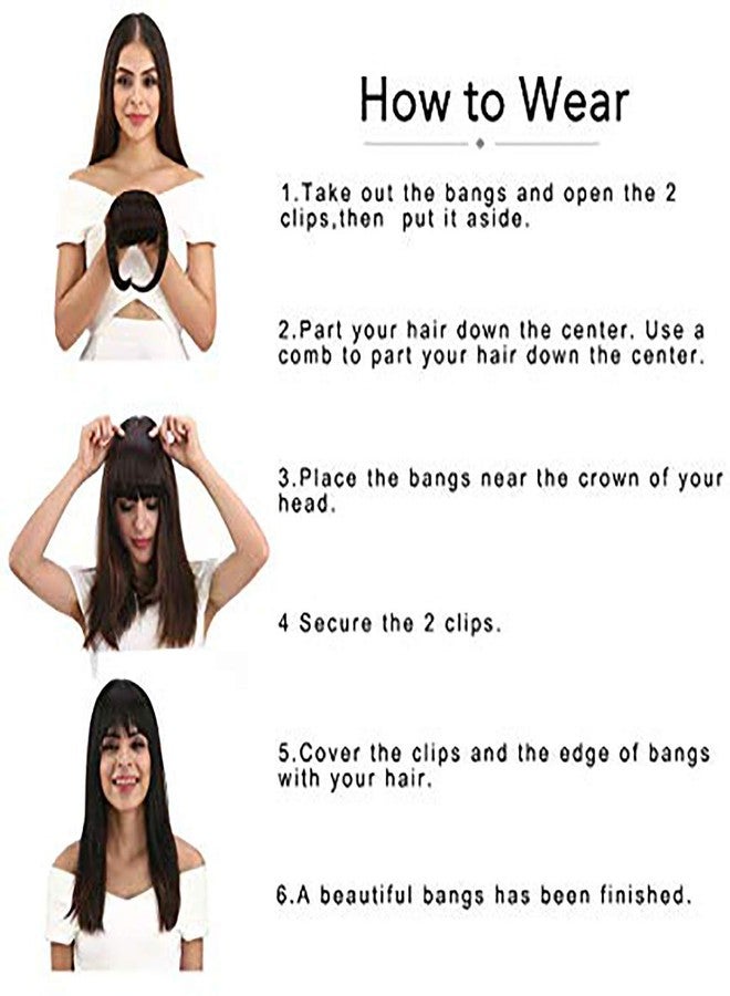 Paradise® Synthetic Front Hair Extensions With Clips Hair Bang Fringe for Women And Girls With Center Cut Natural Black - Image 5