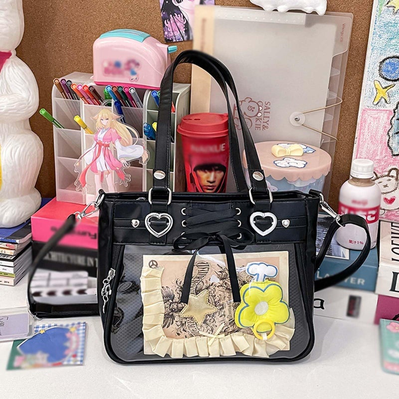 KeAiDMon Versatile Large Capacity Women's Shoulder Bag Anime Silk Ribbon Pin Display Bag - Image 5