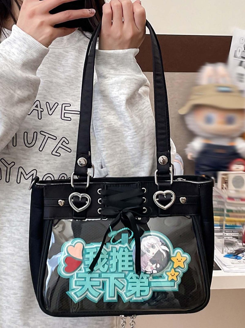 KeAiDMon Versatile Large Capacity Women's Shoulder Bag Anime Silk Ribbon Pin Display Bag - Image 2
