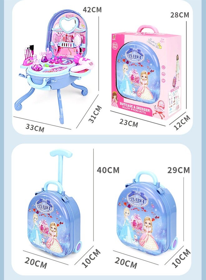 Momore 31 Pcs Makeup Kit Set for Girls, 3-in-1 Makeup Table Dressing Suitcase, Pretend Play Travel Beauty Kit - Image 2
