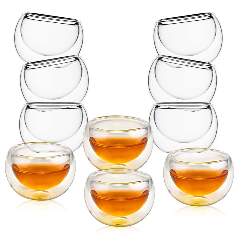 Luxtea Doublewalled Borosilicate Teacup Glass Heatresisting Tea Cup Hold 2 Oz Set of 10