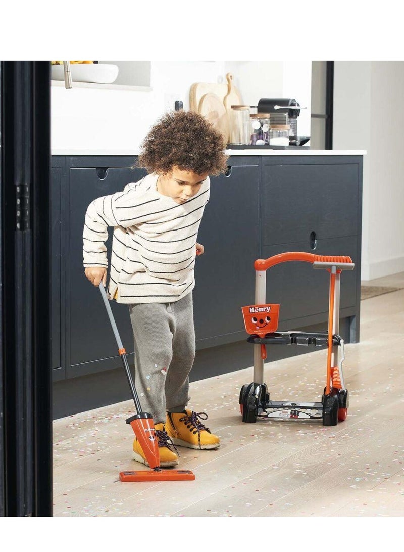 Casdon - Henry Cleaning Trolley: Red toy playset with cleaning tools. Ages 3+ - Image 4