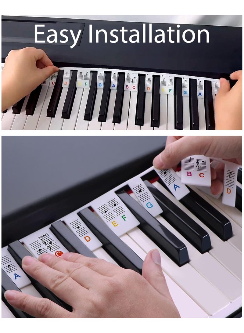Winner Silicone Piano Keyboard Note Labels 88-Key Full Size  Removable Reusable Includes Storage Bag, No Stickers Needed (88 Keys Colored with Bag, 88 Keys) - Image 3