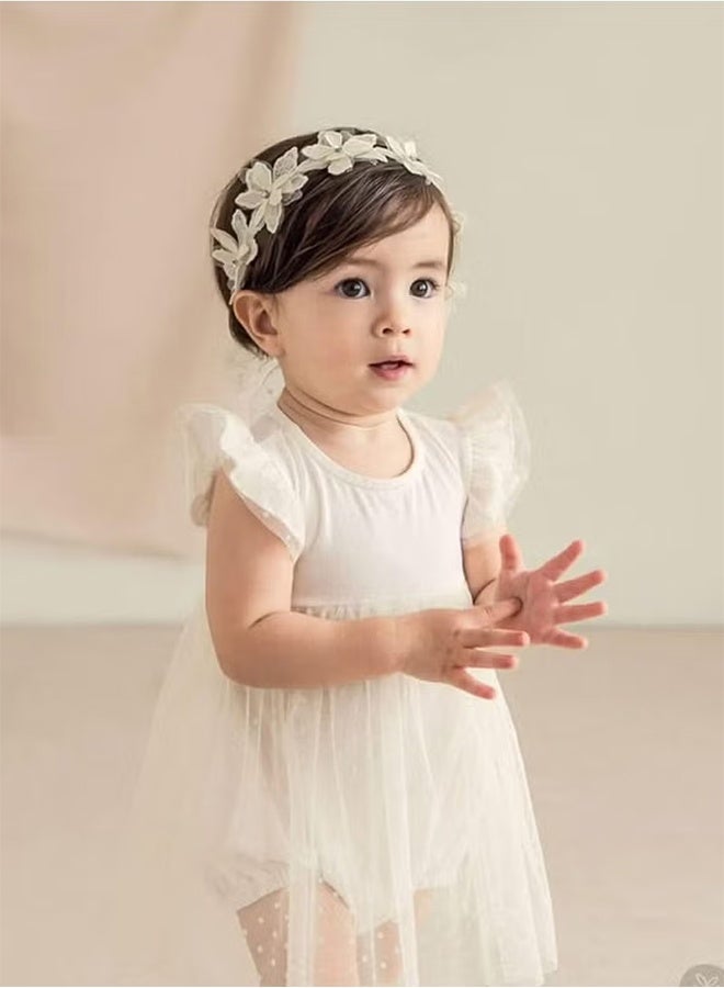 جيفت عصابة رأس أنيقة بفيونكة للبنات الصغيرات، أربطة شعر ناعمة من الدانتيل مزينة بالورود، إكسسوارات شعر للأطفال الصغار - Image 5