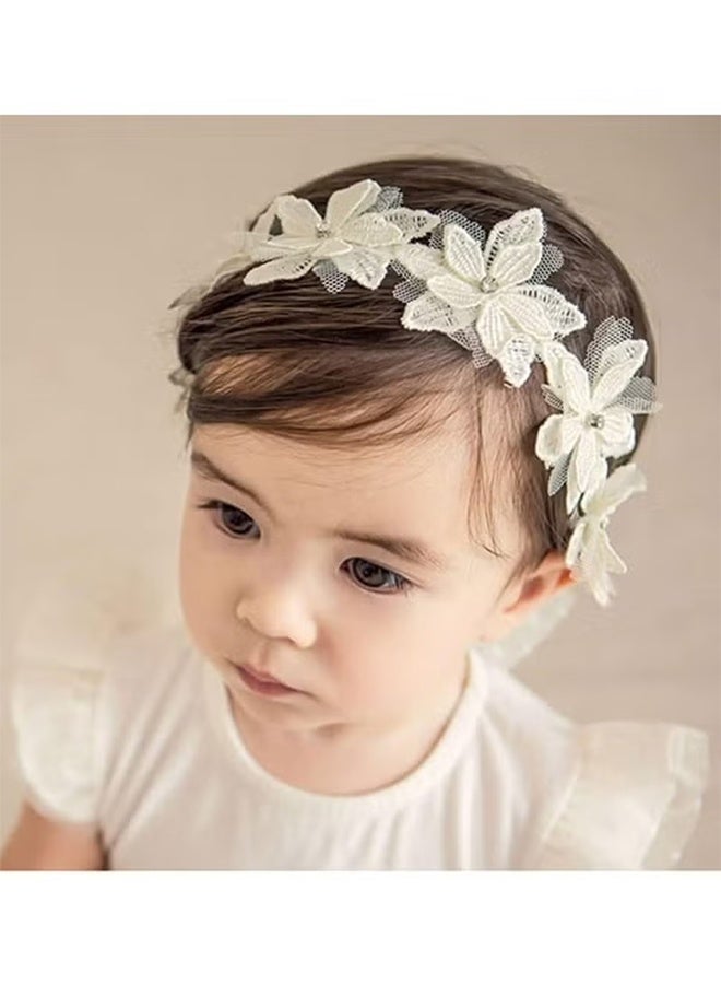 جيفت عصابة رأس أنيقة بفيونكة للبنات الصغيرات، أربطة شعر ناعمة من الدانتيل مزينة بالورود، إكسسوارات شعر للأطفال الصغار - Image 1