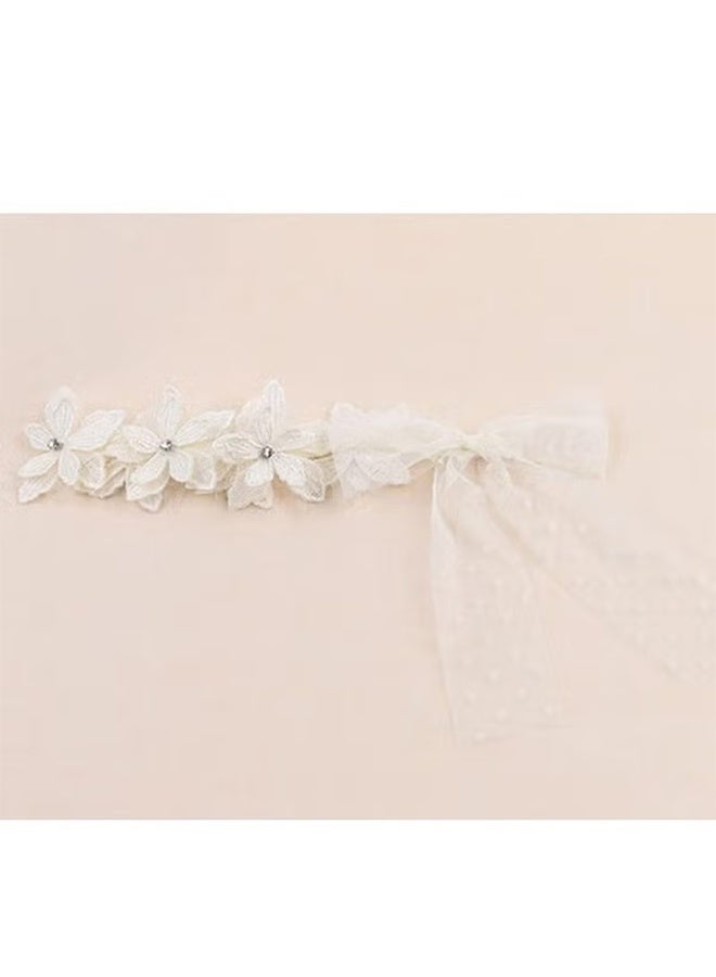 جيفت عصابة رأس أنيقة بفيونكة للبنات الصغيرات، أربطة شعر ناعمة من الدانتيل مزينة بالورود، إكسسوارات شعر للأطفال الصغار - Image 3