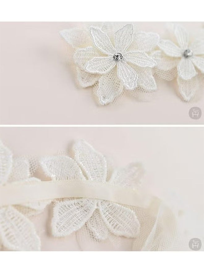 جيفت عصابة رأس أنيقة بفيونكة للبنات الصغيرات، أربطة شعر ناعمة من الدانتيل مزينة بالورود، إكسسوارات شعر للأطفال الصغار - Image 4