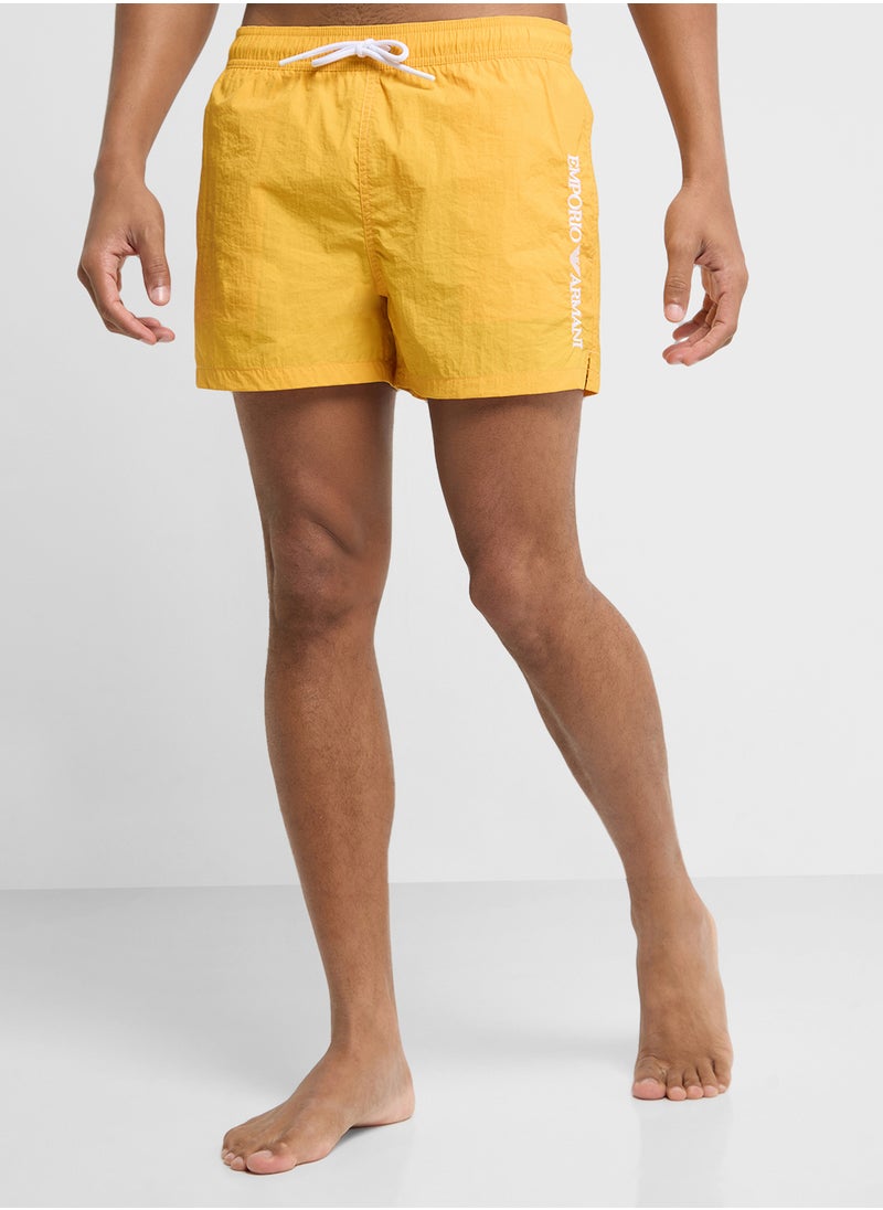 EMPORIO ARMANI - Beachwear Logo  Drawstring Shorts - Image 1