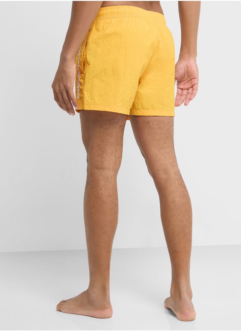 EMPORIO ARMANI - Beachwear Logo  Drawstring Shorts - Image 1