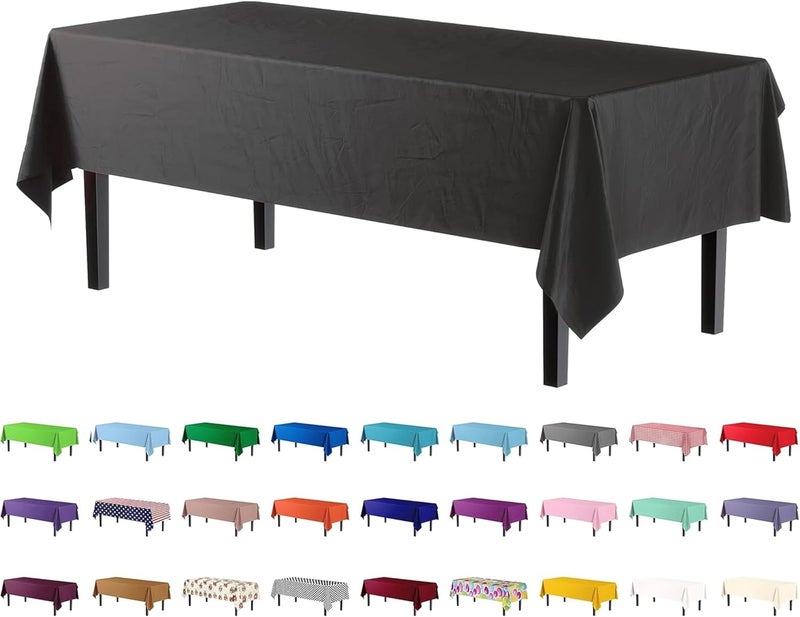 قبو سحري Disposable Plastic Table Cover 54 x 72 Inch - Waterproof Rectangle Tablecloth for Parties, BBQ, Weddings, and Outdoor Events (Black) - Image 1
