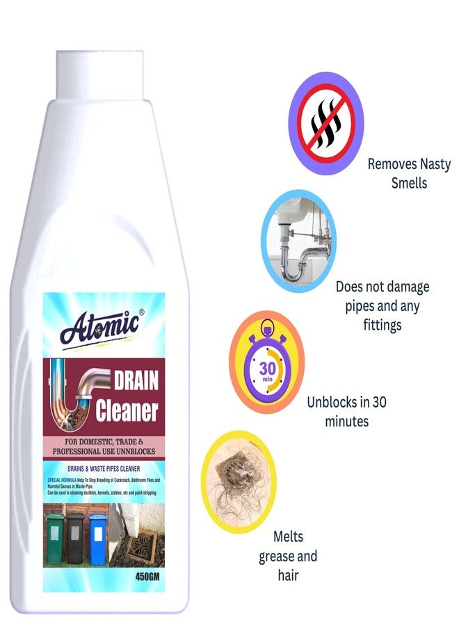 Atomic Drain Cleaner 450 GM: Fast and Effective Clog Remover For Drainage Pipes - Image 2