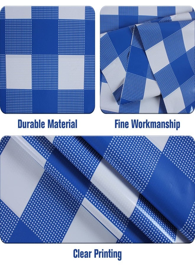 Kesfey 3 Packs Bule and White Checkered Tablecloths 54 x 108 Inches Disposable Plastic Gingham Tablecovers Waterproof Rectangle Picnic Party Table Covers for Birthday Party Supplies Christmas - Image 2