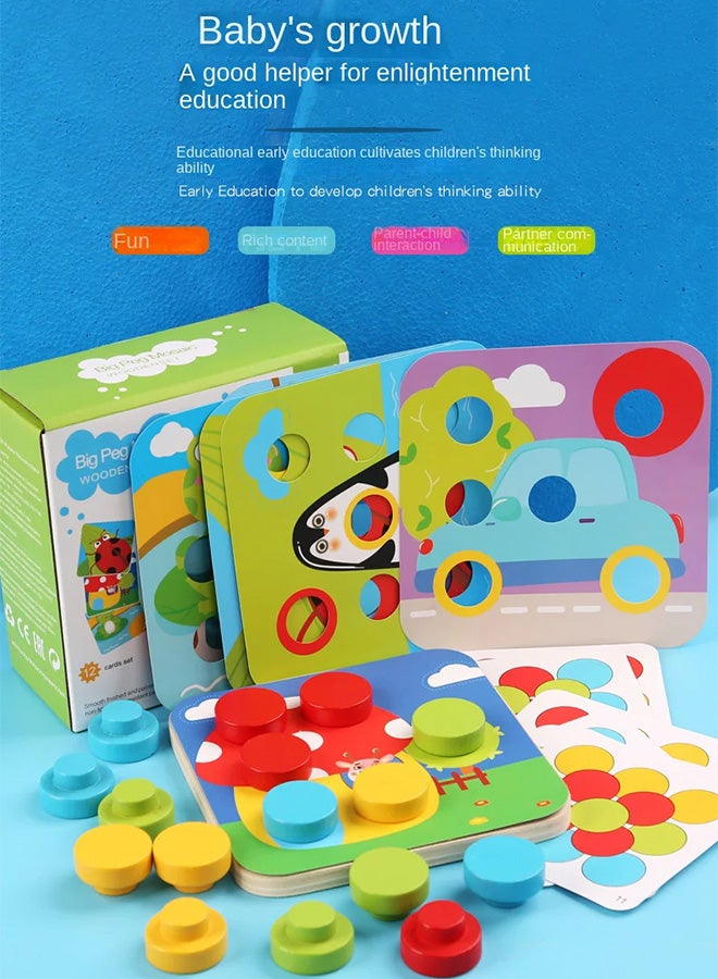 شبيلي لعبة تركيب خشبية تعليمية للأطفال مجموعة مسامير الفطر الكبيرة لتعزيز التنسيق بين اليد والعين والإبداع مناسبة للأولاد والبنات من عمر 3 سنوات فما فوق مادة آمنة للتعلم المبكر وتطوير الذكاء هدية عيد ميلاد مثالية - Image 3