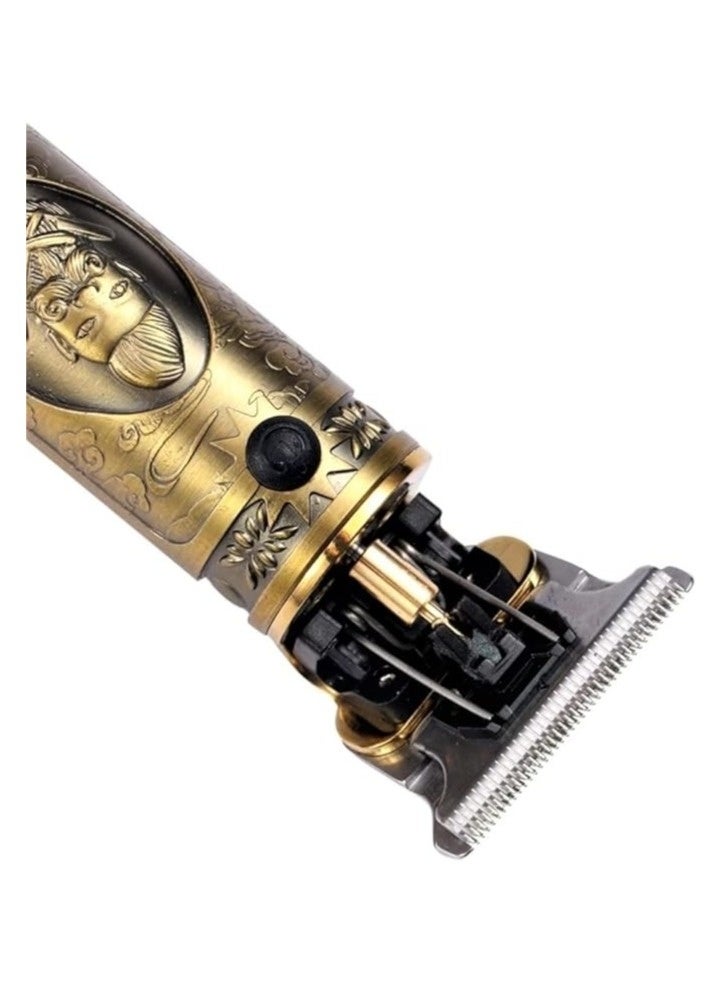 VGR V-085 Professional Hair Trimmer – Vintage Gold Metal Body, T-Blade Zero Gapped, Cordless & Rechargeable, 300 Mins Runtime. gold - Image 2