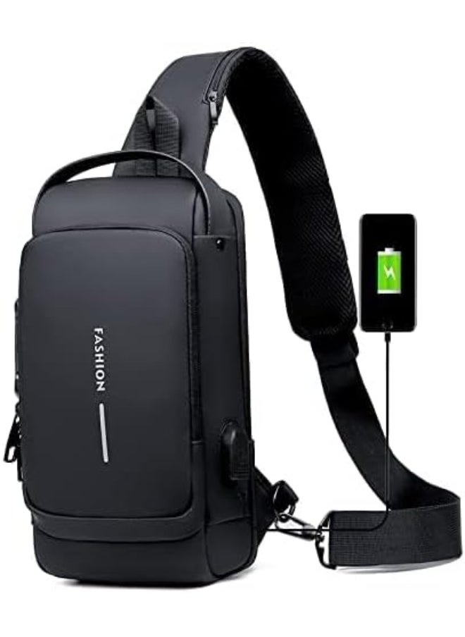 Generic Anti theft Crossbody Sling bag, Shoulder Backpack, Lightweight Chest Daypack with USB Charging Port, Fit for 9.7'' iPad, black  - Image 2