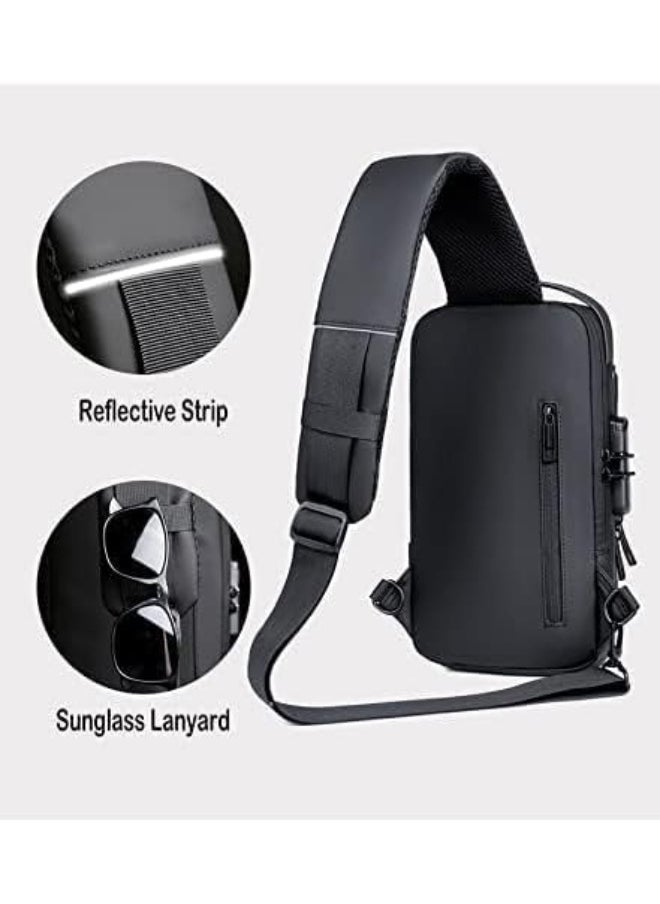 Generic Anti theft Crossbody Sling bag, Shoulder Backpack, Lightweight Chest Daypack with USB Charging Port, Fit for 9.7'' iPad, black  - Image 3