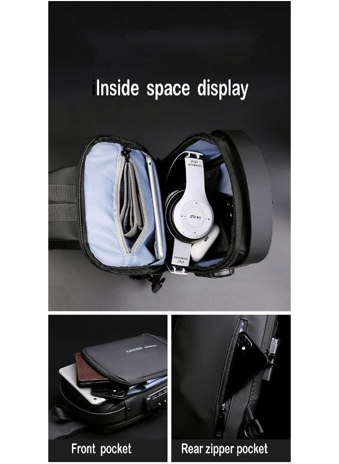 Generic Anti theft Crossbody Sling bag, Shoulder Backpack, Lightweight Chest Daypack with USB Charging Port, Fit for 9.7'' iPad, black  - Image 4