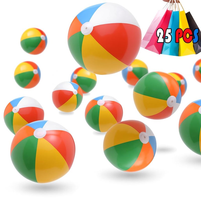 GiftExpress 25pcs Mini Beach Ball 6 Small Inflatable Rainbow Multicolor Beach Balls for Kids Birthday Goodie Bag Party Favor Toddler Summer Water Toys Pool Party Carnival Award Give Away Toys - Image 4