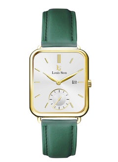 Green bracelet with white dial and gold case