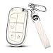 FT FUNTOR for Jeep Key Fob Cover4 Buttons TPU Full Protection Case with Silver EdgeCompatible with Jeep Grand Cherokee Compass Renegade Dodge Charger Dart Durango Journey RAM Chrysler B4White - Image 2