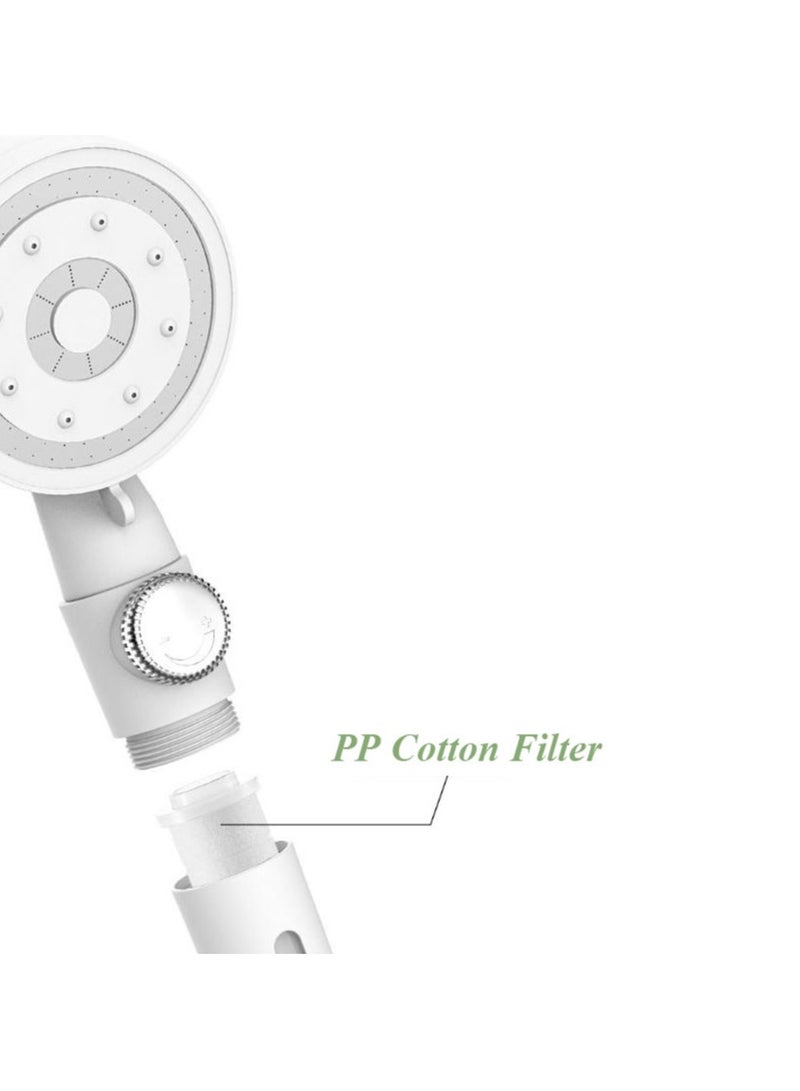 Hanayo High Pressure Shower Head Water Saving Shower Head With PP Cotton Filter Shower 5 Jet Types for Bathing Modern Handheld Shower Head (White) - Image 3