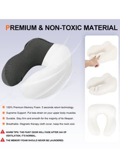 Excefore Neck Pillow for Travel, Memory Foam Travel Pillow with Hood, Adult Airplane Pillow for Head Rest Neck Support, Portable Pillow for Office Cars Trains Long Flights Sleeping, Deep Grey  - Image 4