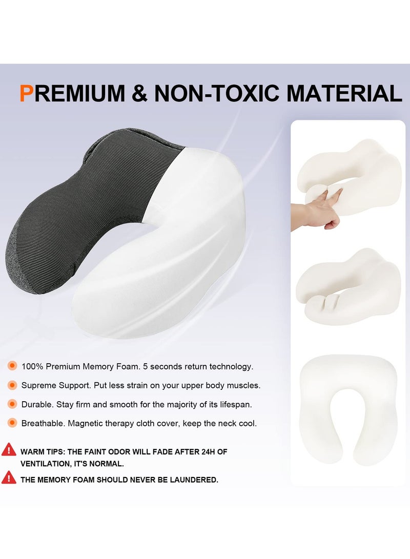 Excefore Neck Pillow for Travel, Memory Foam Travel Pillow with Hood, Adult Airplane Pillow for Head Rest Neck Support, Portable Pillow for Office Cars Trains Long Flights Sleeping, Deep Grey - Image 4