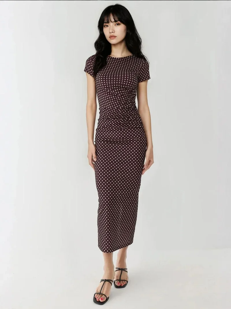 زوبعة فستان ماكسي ضيق مطبوع بفتحة