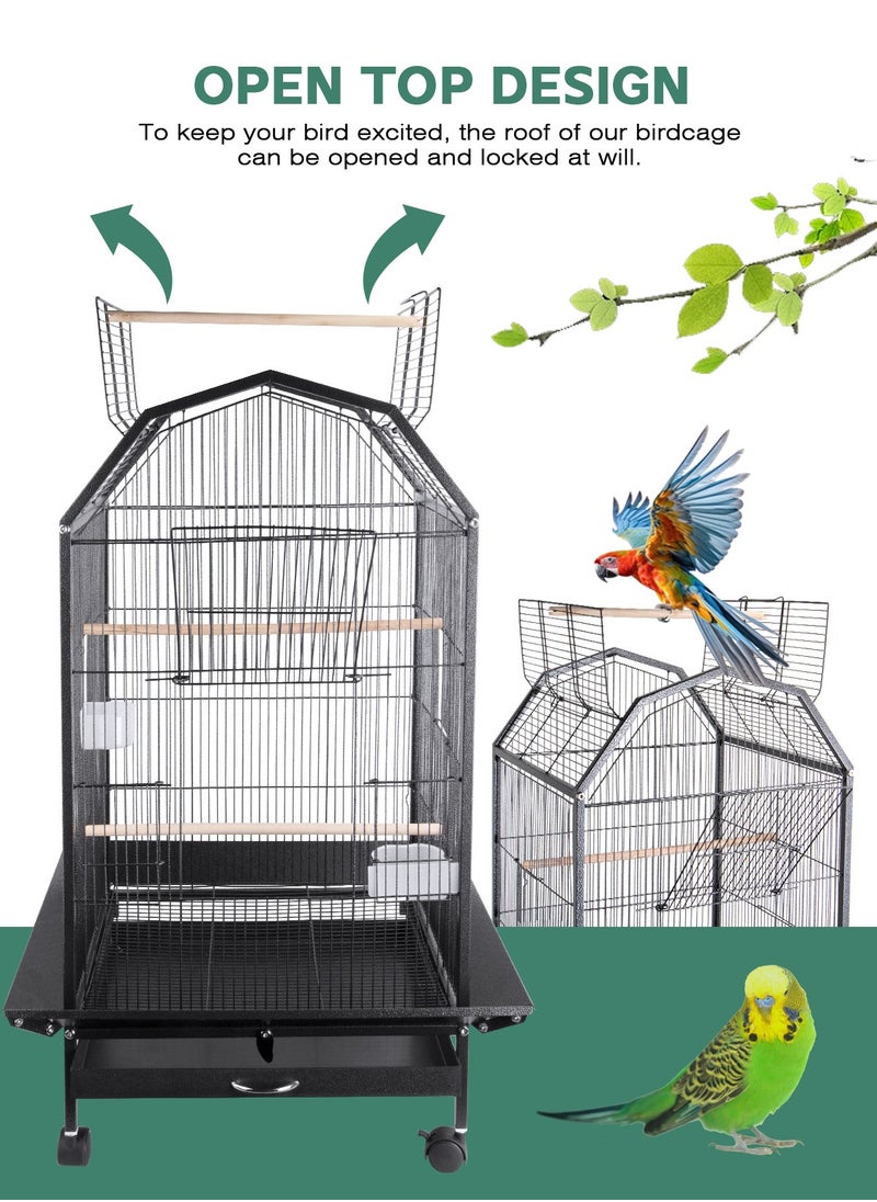 URbazaar Large Metal Bird Flight Cage, Spacious Parrot Cage with Removable Tray - Multifunctional Aviary with wheels for Convenient Bird Care & Breeding  - Image 4