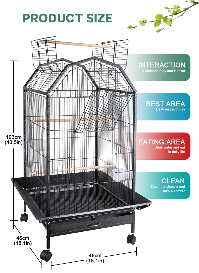 URbazaar Large Metal Bird Flight Cage, Spacious Parrot Cage with Removable Tray - Multifunctional Aviary with wheels for Convenient Bird Care & Breeding  - Image 2