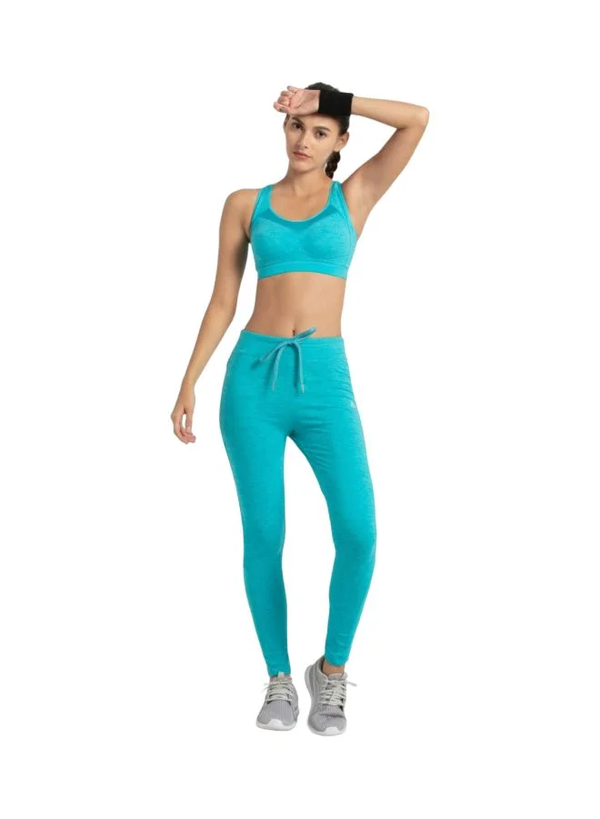 JOCKEY Jockey Women Slim Fit Combed Cotton Elastane Leggings AA01 J Teal Marl Large Teal Blue L
