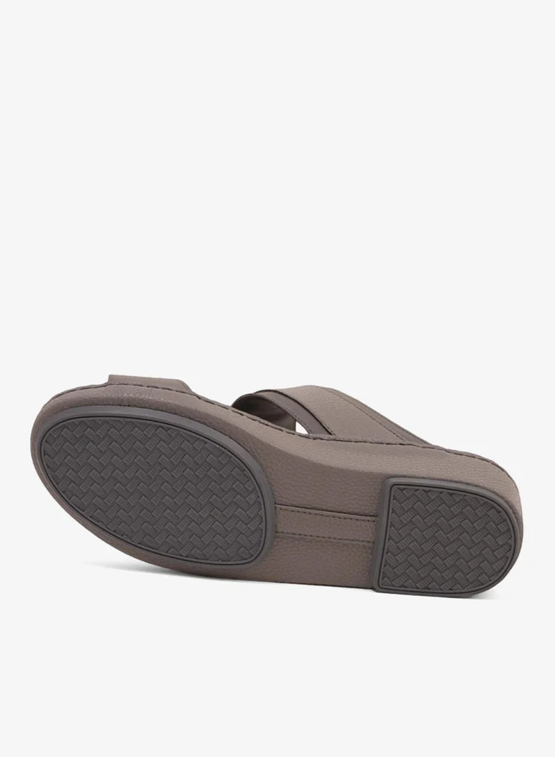 Comfort Plus  COMFORT PLUS LEATHER SANDALS WITH COMFORTABLE FOOTBED GREY for Men | Best Price UAE