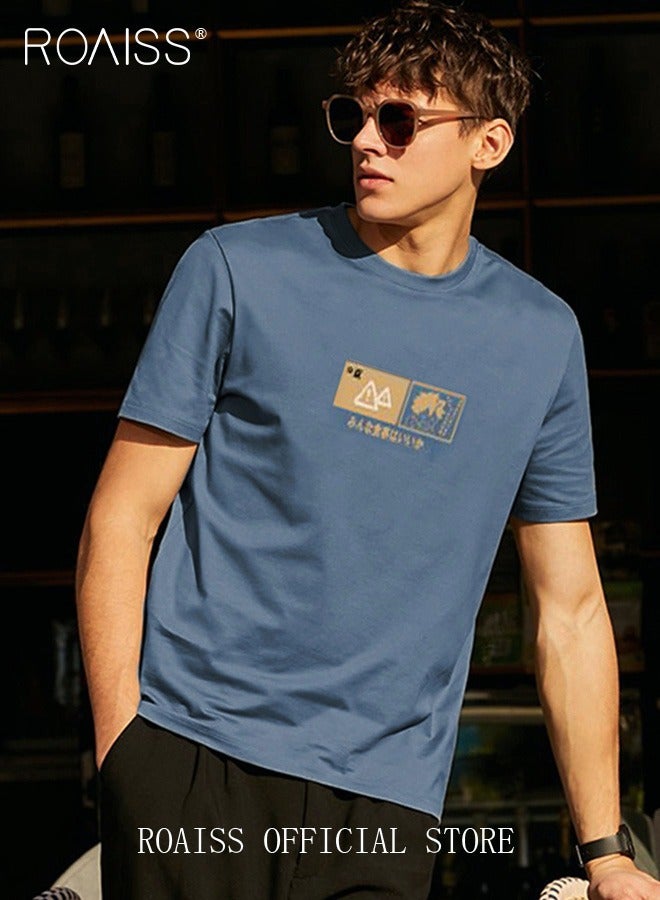 roaiss Man's T-shirt Loose Version Pure cotton Causal and Trendy Versatile Pattern Printing Short Sleeves - Image 3