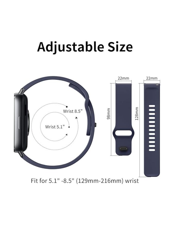 أشرطة متوافقة مع سوار Xiaomi Redmi Watch 5 Active/Redmi Watch 5 Lite، سوار بديل من السيليكون الناعم مقاس 22 مم، سوار رياضي [مقاوم للتآكل] [قابل للتنفس] (أزرق) - Image 2