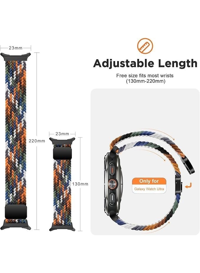 Compatible with Samsung Galaxy Watch Ultra Strap with Magnetic Metal Buckle, Quick Release Nylon Braided Straps Adjustable Breathable Stretchy Sport Watch Band for Galaxy Watch Ultra - Image 5