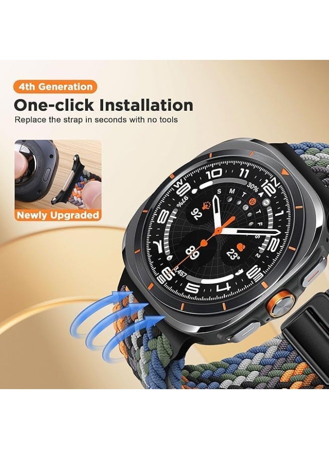 Compatible with Samsung Galaxy Watch Ultra Strap with Magnetic Metal Buckle, Quick Release Nylon Braided Straps Adjustable Breathable Stretchy Sport Watch Band for Galaxy Watch Ultra - Image 3