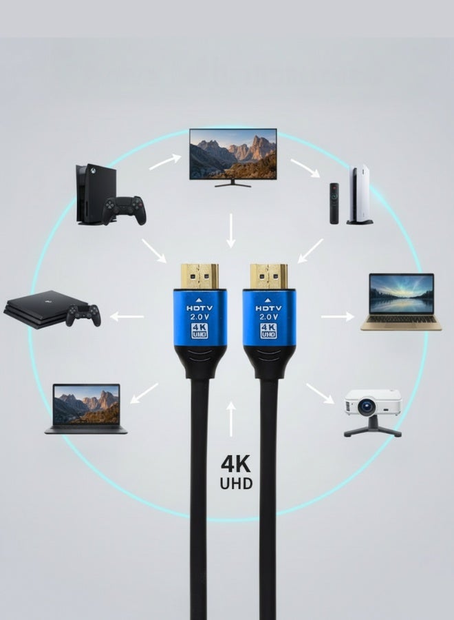3m HDMI to HDMI Cable with 4K Resolution – Black and Blue - Image 2