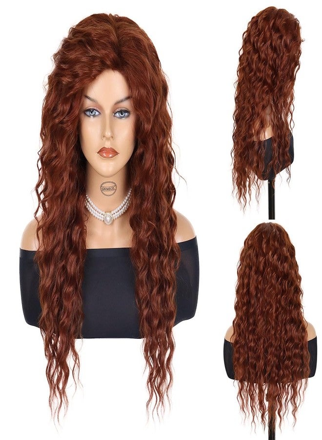 GNIMEGIL Dark Copper Wigs for Women Long Body Wave Wig with Free Party Hairline Fluffy Hairstyle Big Volume Wigs Curly Synthetic Hair 26 inches - Image 1