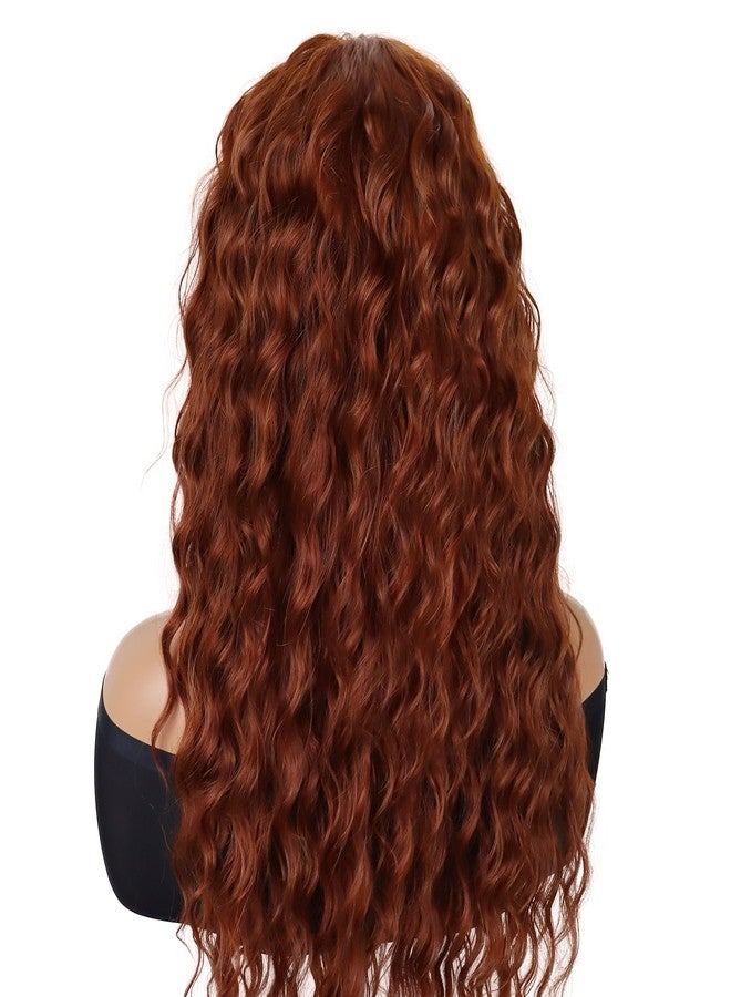 GNIMEGIL Dark Copper Wigs for Women Long Body Wave Wig with Free Party Hairline Fluffy Hairstyle Big Volume Wigs Curly Synthetic Hair 26 inches - Image 5