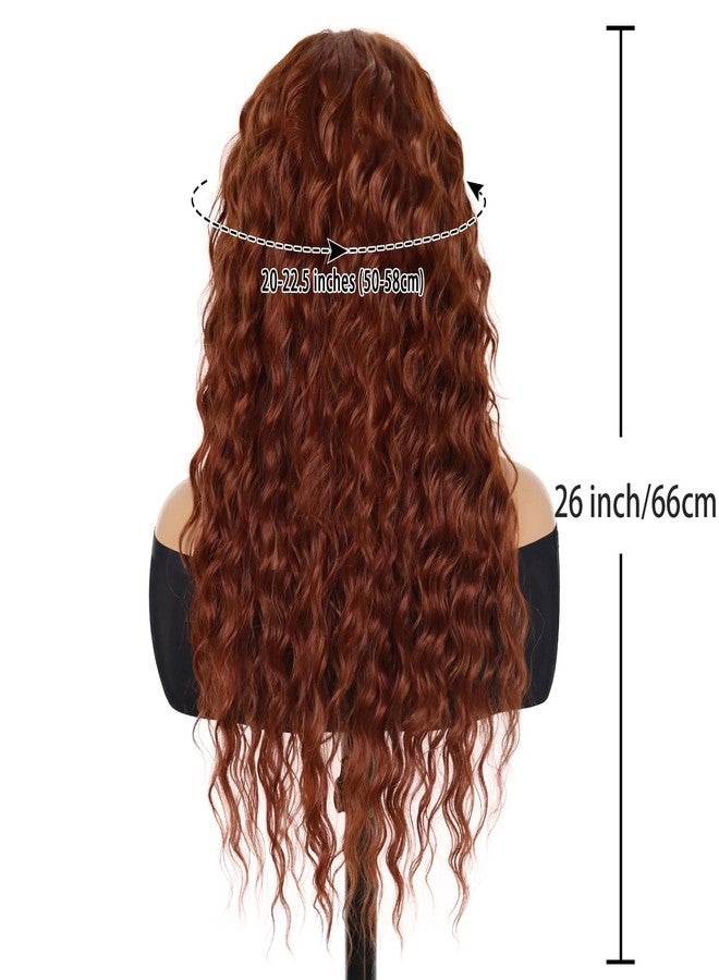 GNIMEGIL Dark Copper Wigs for Women Long Body Wave Wig with Free Party Hairline Fluffy Hairstyle Big Volume Wigs Curly Synthetic Hair 26 inches - Image 2