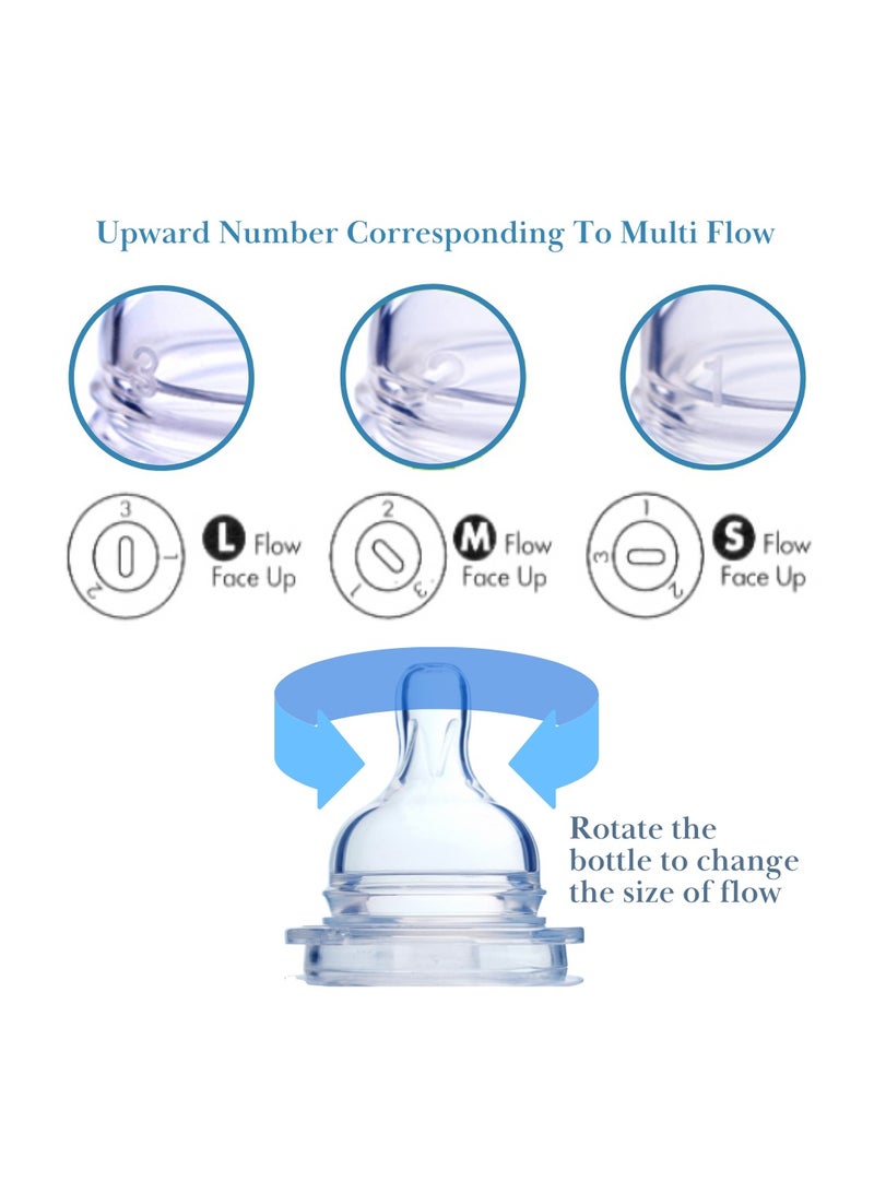 جابلو حلمة سيليكون متعددة التدفق مضادة للمغص لزجاجة رضاعة ذات عنق واسع حجم كبير جدا - Image 3